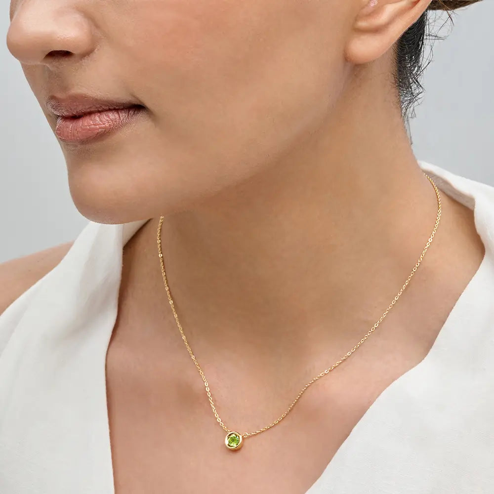 Peridot Bezel Cable Chain Necklace