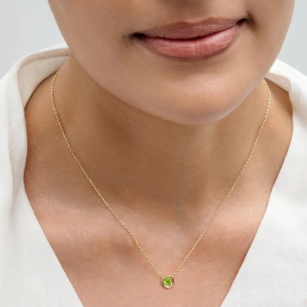 Peridot Bezel Cable Chain Necklace