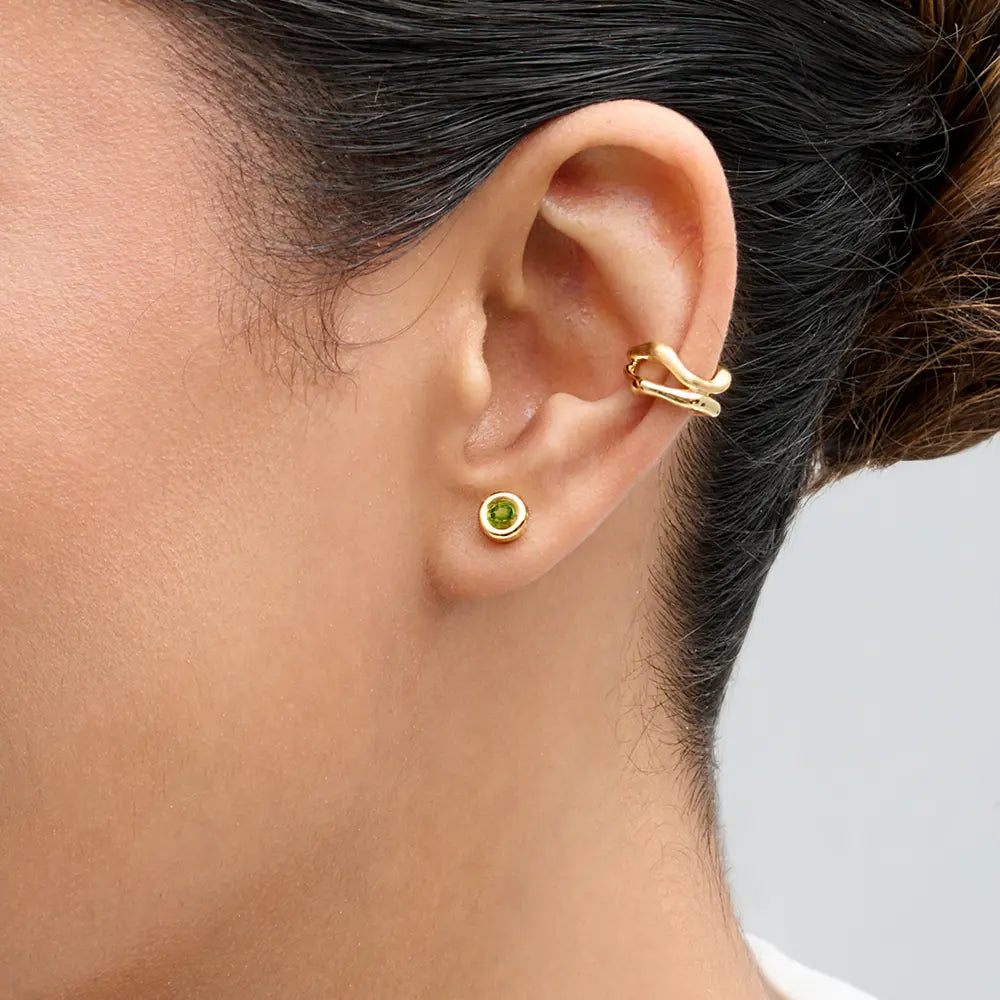 Peridot Bezel Stud Earrings