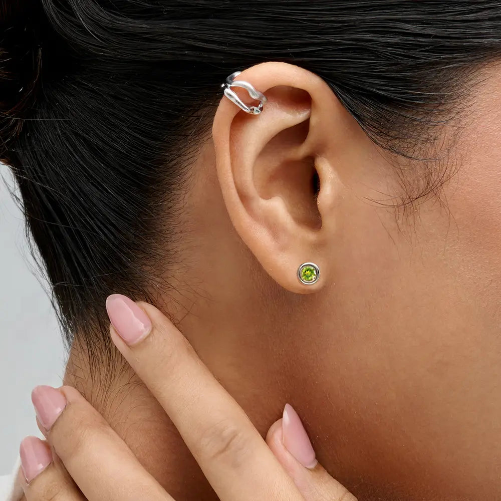 Peridot Bezel Stud Earrings