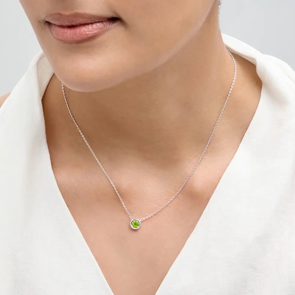 Peridot Bezel Cable Chain Necklace