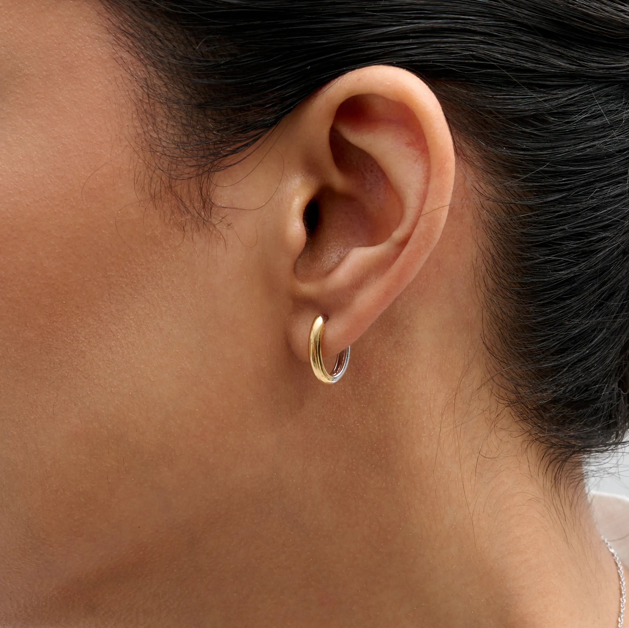 Two-Tone Huggie Earrings